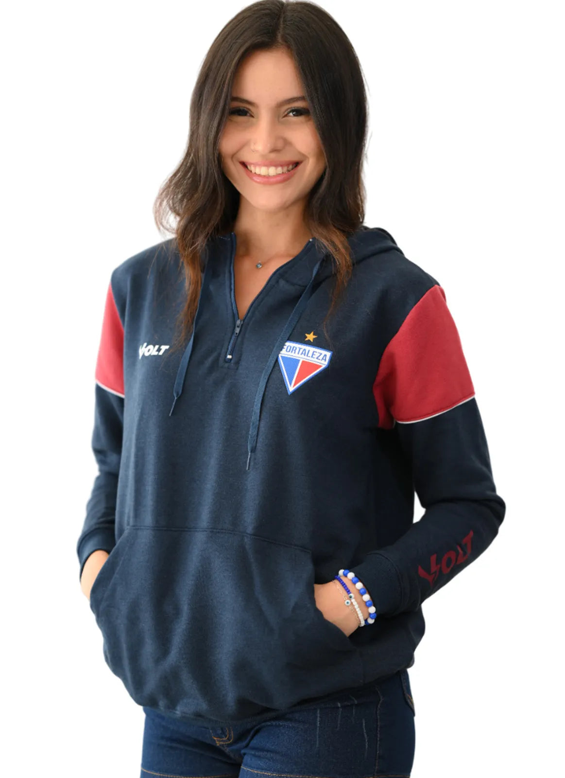 Hoodie Viagem Atleta Fortaleza Azul Feminina