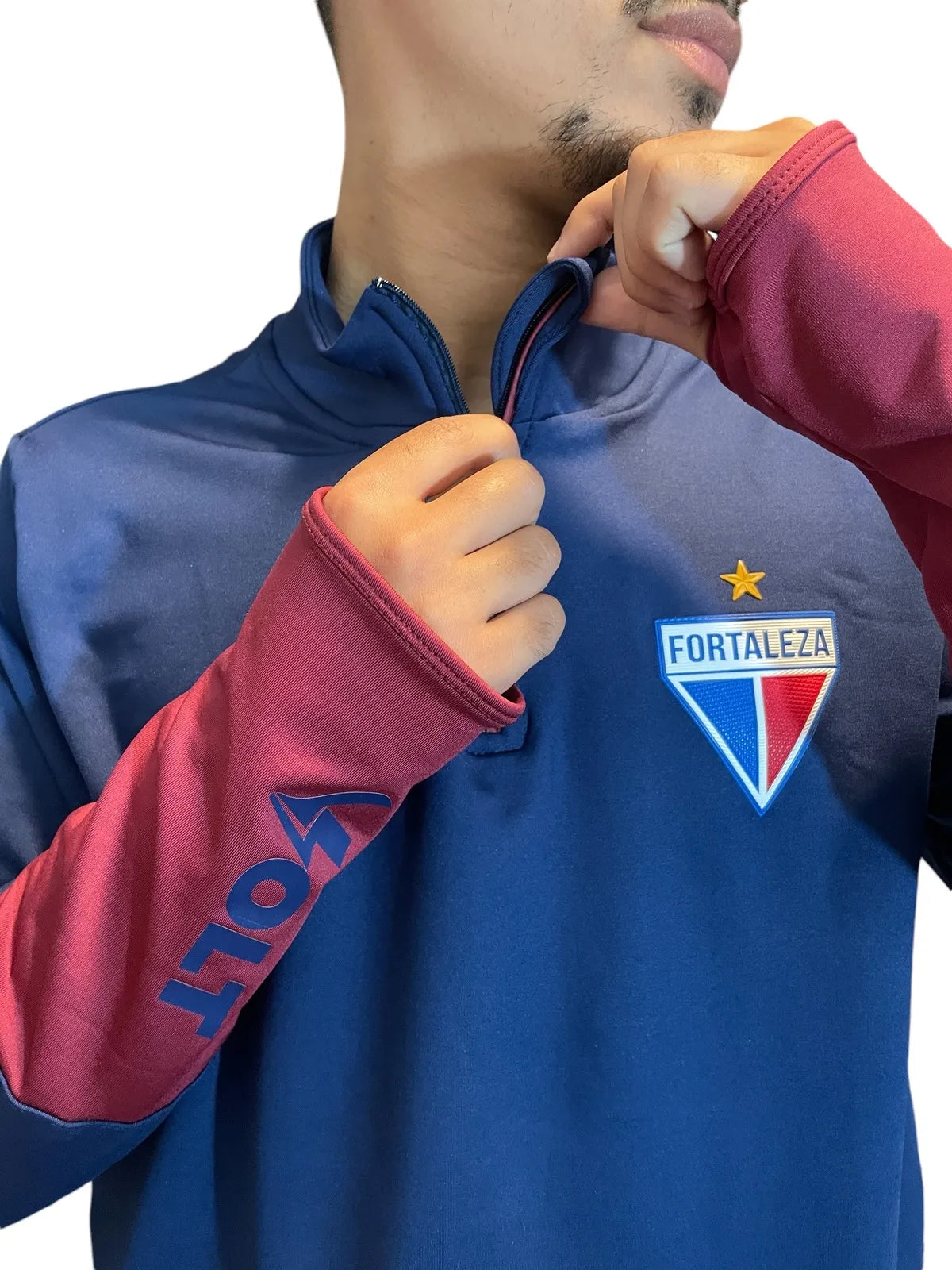 Blusão Treino Atleta Fortaleza Azul e Vermelho Masculino